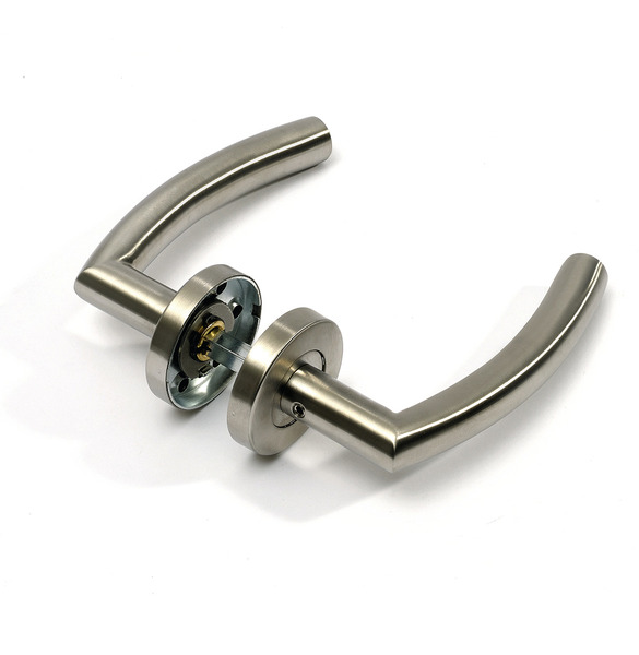 Door lever set sickle-shaped, steel