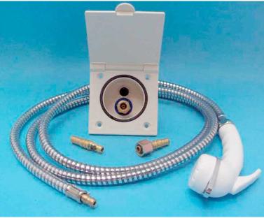 Set water socket with shower + 2m hose, white