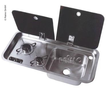 Sink/cooker combination with 2-part cover Sink right