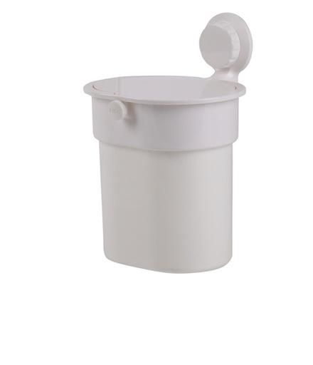 [66573] Waste bin with suction cup, white, up to 3kg, Push-Button