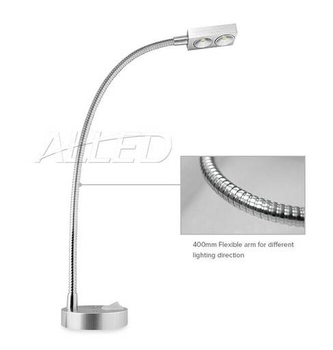 [12181-rect] 12V LED Spotlight RV Reading Lights Flexible stalk Wall Lamp Beside/Book